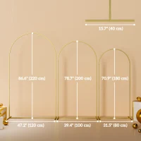 Outsunny Wedding Arch, 7/6.5/6 ft Metal Balloon Arch Backdrop Stand Set of 3 for Birthday Party, Bridal Shower, Graduation, Ceremony, Banquet Decorations, Gold(m-3)