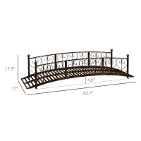 Outsunny 7' Metal Arch Garden Bridge Arc Footbridge with Side Railings Decorative Scrollwork, Bronze(m-3)