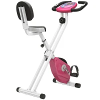 Soozier Foldable Indoor Stationary Bike with 8 Levels of Magnetic Resistance, Exercise Bike for Cardio Workout, Pink(m-11)
