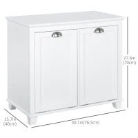 HOMCOM Tilt-Out Laundry Storage Cabinet, Bathroom Storage Organizer with Two-Compartment Tilt Out Hamper, White(m-3)