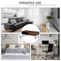 HOMCOM Modern Lift Top Coffee Table with Hidden Storage Compartment and Metal Frame, Center Table for Living Room, Brown(m-7)