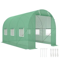 Outsunny 11.5' x 6.6' x 6.6' Walk-in Tunnel Greenhouse Garden Plant Seed Growing Warm House Outdoor Hot House w/ Roll Up Door, Windows, PE Cover Green(m-2)