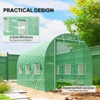 Outsunny 11.5' x 6.6' x 6.6' Walk-in Tunnel Greenhouse Garden Plant Seed Growing Warm House Outdoor Hot House w/ Roll Up Door, Windows, PE Cover Green(m-6)