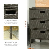 Outsunny 32" Poolside Rattan Wicker Patio Organizer Storage Cabinet Bathroom Storage w/ 3 Large Drawers Garden Outdoor(m-5)