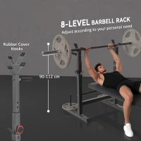 Soozier Adjustable Weight Bench, Foldable Bench Press with Barbell Rack and Dip Station for Home Gym, Strength Training Multiuse Workout Bench, Black and Grey(m-6)