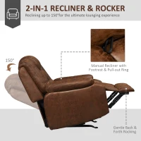 HOMCOM Overstuffed Manual Recliner Chair with Thick Sponge Padded Headrest and Armrest, Rocking Function, for Living Room, Brown(m-4)