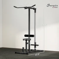 Soozier Multi-Function Power Tower, Lat Pull Down Machine Arm & Back Workout Equipment with Adjustable Pull Rod, Cable Machine Home Fitness Equipment for Women and Men(m-3)