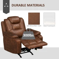 HOMCOM Overstuffed Manual Recliner Chair with Thick Sponge Padded Headrest and Armrest, Rocking Function, for Living Room, Brown(m-6)