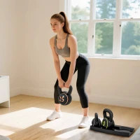 Soozier Three-Piece Kettlebell Set Weights with Storage Stand for Home Gym Weight Lifting Training, 5lbs, 10lbs, 15lbs (2.2kg, 4.5kg, 6.8kg)(m-8)