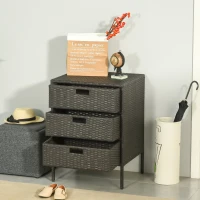 Outsunny 32" Poolside Rattan Wicker Patio Organizer Storage Cabinet Bathroom Storage w/ 3 Large Drawers Garden Outdoor(m-8)