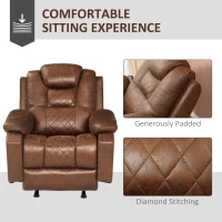 HOMCOM Overstuffed Manual Recliner Chair with Thick Sponge Padded Headrest and Armrest, Rocking Function, for Living Room, Brown(m-5)