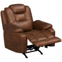 HOMCOM Overstuffed Manual Recliner Chair with Thick Sponge Padded Headrest and Armrest, Rocking Function, for Living Room, Brown(m-11)