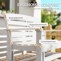 Outsunny Patio Glider Bench w/ HDPE Slatted Double Rocking Chair, White(m-8)