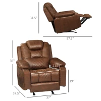 HOMCOM Overstuffed Manual Recliner Chair with Thick Sponge Padded Headrest and Armrest, Rocking Function, for Living Room, Brown(m-3)