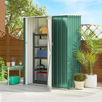 Outsunny 5 x 3ft Outdoor Storage Shed Metal Garden Shed Cabanon with Sloped Roof, Lockable Door for Tool, Green(m-1)