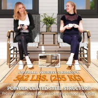 Outsunny Outdoor 2-Person Glider Bench, Outside Swing Glider Chair Loveseat with Breathable Mesh, Table, Steel Frame(m-9)