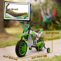 Aosom Kids Dirt Bike Battery-Powered Ride-On Electric Motorcycle with Charging 12V Battery, Training Wheels Green(m-3)