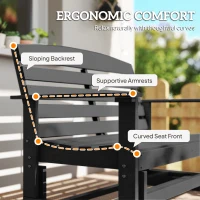 Outsunny Patio Glider Bench w/ HDPE Slatted Double Rocking Chair, Black(m-8)