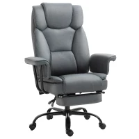 Vinsetto Swivel Reclining Office Chair with Ergonomic with Footrest, Grey(m-2)