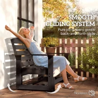 Outsunny Patio Glider Bench w/ HDPE Slatted Double Rocking Chair, Black(m-4)