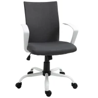 Vinsetto Mid Back Home Office Chair with Adjustable Height, High Armrests and Rocking Function, Dark Grey/White(m-1)