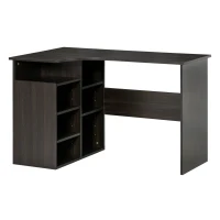 HOMCOM 47.25" L-Shaped Computer Desk, Writing Desk, Corner Desk with Storage Shelves for Home Office, Study, Black(m-1)