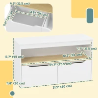 Qaba Kids Bookshelf with 2 Drawers, Large Tabletop, Shelf, for Nursery, Kids Room, Bedroom, Living Room, White(m-3)