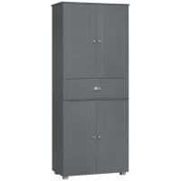 HOMCOM 72" Freestanding Kitchen Pantry Cabinet, Tall Storage Cabinet with 4 Doors, Drawer and Adjustable Shelves for Dining Room, Gray(m-1)