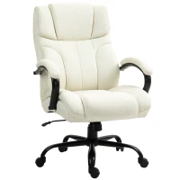Vinsetto 500lbs Big and Tall Office Chair, Executive Computer Chair with Adjustable Height, Swivel Wheels, Cream White(m-11)