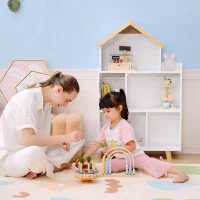 Qaba Toy Storage Organizer Cabinet, 3-Tier Kids Bookshelf for Playroom, Kids Room, Nursery, Kindergarten, White(m-9)