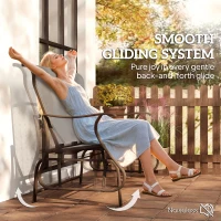 Outsunny Garden Double Gliding Chair, Patio Glider Armchair for Outdoor, Backyard Mesh Seat and Backrest, Steel Frame, Light Grey(m-4)