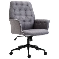 Vinsetto Linen Home Office Chair, Tufted Height Adjustable Computer Desk Chair with Swivel Wheels and Padded Armrests, Dark Gray(m-1)