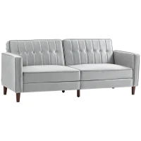 HOMCOM 3 Seater Sofa Bed with Reclining Split Back & Rubber Wood Legs, Light Gray(m-11)