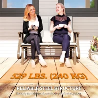 Outsunny Garden Double Gliding Chair, Patio Glider Armchair for Outdoor, Backyard Mesh Seat and Backrest, Steel Frame Cream White(m-7)