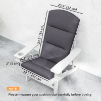 Outsunny Patio Chair Cushions for Adirondack Chair Replacement Cushions with Back and Ties, Set of 2, Grey(m-3)