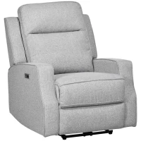 HOMCOM Electric Power Recliner, Wall Hugger Armchair with USB Charging Station, Sofa Recliner with Linen Upholstered Seat and Retractable Footrest, Gray(m-1)