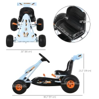 Aosom Pedal Powered Kids Go Kart Children 4 Wheel Ride on Car Cute Style with Adjustable Seat, Handbrake and Shift Lever Outdoor Racer Pedal Car for 3-6 years old Boys and Girls(m-3)