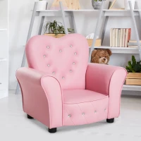 Qaba Kids Mini Princess Sofa Toddler Chair Children Upholstered Tufted Armchair Activity Couch Reclining Seat Boys Girls Furniture Pink(m-8)
