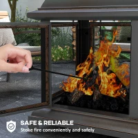 Outsunny Wood-Burning Fire Pit, Chimney Style Firepit with Poker, 26" x 26", Black(m-5)