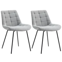 HOMCOM 2 Pieces Dining Chairs, Set of 2 Upholstered Kitchen Chairs with Padded Seat and Steel Legs for Living Room Light Grey(m-11)