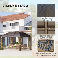 Outsunny 10' x 13' Hardtop Gazebo Aluminum Outdoor Canopy with Mesh Nettings, Curtains, Brown(m-5)