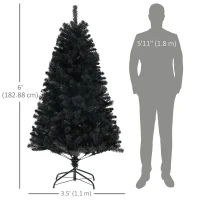 HOMCOM 6ft Artificial Christmas Trees with Auto Open and Steel Base, Black(m-3)
