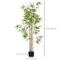 HOMCOM 6ft Artificial Tree, Indoor Fake Bamboo with Pot, for Home Office Living Room Decor(m-3)