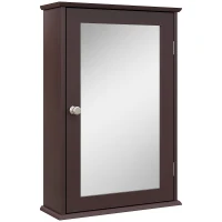 kleankin Bathroom Mirror Cabinet, Wall Mounted Medicine Cabinet with Door and Shelves, Dark Brown(m-2)
