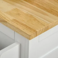 HOMCOM Foldable Kitchen Island with Storage Drawer, Farmhouse Style Rolling Utility Cart, Coffee Bar Cabinet on Wheels with Drop-Leaf Wood Top, White(m-11)