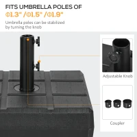 Outsunny Umbrella Stand for 1.3", 1.5", or 1.9" Umbrella Poles, Fillable Umbrella Base, Black(m-4)