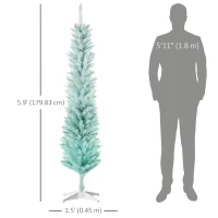 HOMCOM 6ft Pencil Christmas Trees, Skinny Artificial Christmas Tree for Xmas Holiday Decor, Gradient Blue(m-3)