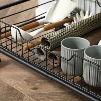 HOMCOM Rolling Kitchen Cart, 3-Tier Utility Storage Cart with 2 Basket Drawers & Side Hooks, Lockable Casters for Dining Room(m-13)