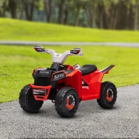Aosom 6V Quad Kids Electric Car with Wear-resistant Wheels, for Boys and Girls Aged 18-36 Months, Red(m-8)