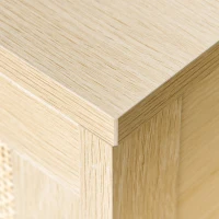 HOMCOM Narrow Nightstand with Rattan Elements, Bedside Table with Drawer and Storage Shelf for Bedroom, Natural(m-12)